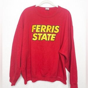 Vintge Jerzees Ferris State Red Durablend Crew Neck Sweatshirt Size XXL